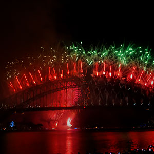 Das Silvester-Feuerwerk an der Harbour Bridge in Sydney im Jahr 2017