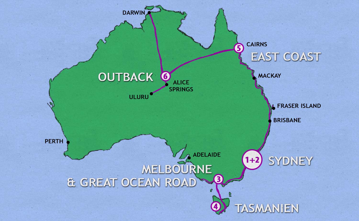 Australien Karte Reiseroute